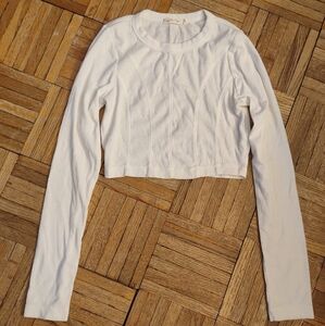 Heart & Hips White Ribbed Long Sleeve Crop Top White Size S